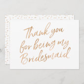 金ゴールドはであることのために上がりました"感謝していしています新婦付添人" サンキューカード (正面/裏面)