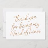 金ゴールドはであることのために上がりました"感謝していしています私のメイド・オブ・オーナー(花嫁付き サンキューカード (正面)