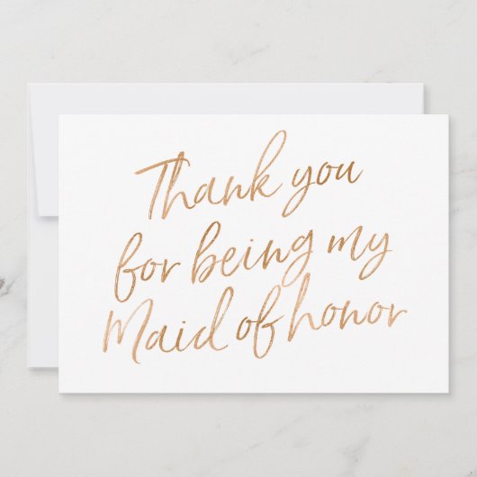 金ゴールドはであることのために上がりました"感謝していしています私のメイド・オブ・オーナー(花嫁付き サンキューカード (正面)