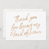 金ゴールドはであることのために上がりました"感謝していしています私のメイド・オブ・オーナー(花嫁付き サンキューカード (正面/裏面)