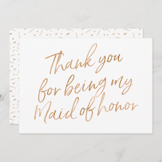 金ゴールドはであることのために上がりました"感謝していしています私のメイド・オブ・オーナー(花嫁付き サンキューカード (正面/裏面)