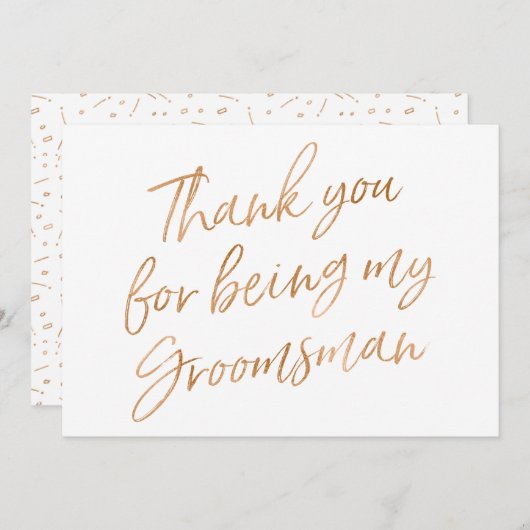 金ゴールドはであることのために上がりました"感謝していしています私の花婿の付添人" サンキューカード (正面/裏面)
