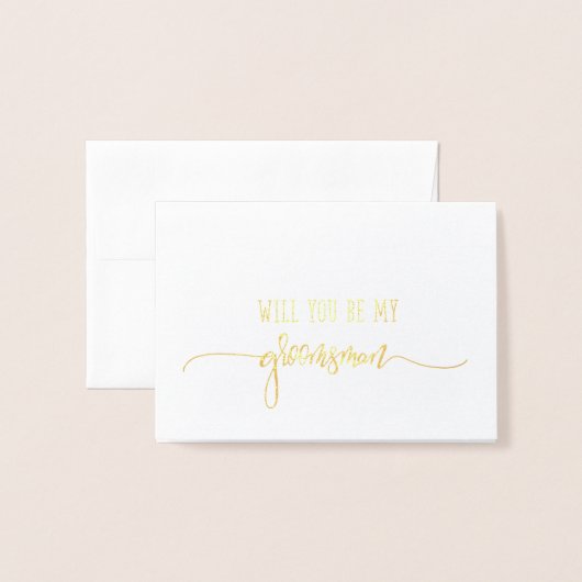 金ゴールドはです私の花婿の付添人の婚礼の日カード決定します 箔カード (封筒付き正面)