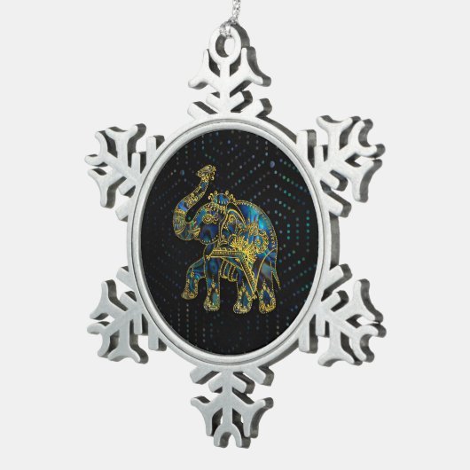 金ゴールドはカラフルなアワビの装飾の象を組み立てました スノーフレークピューターオーナメント (右)