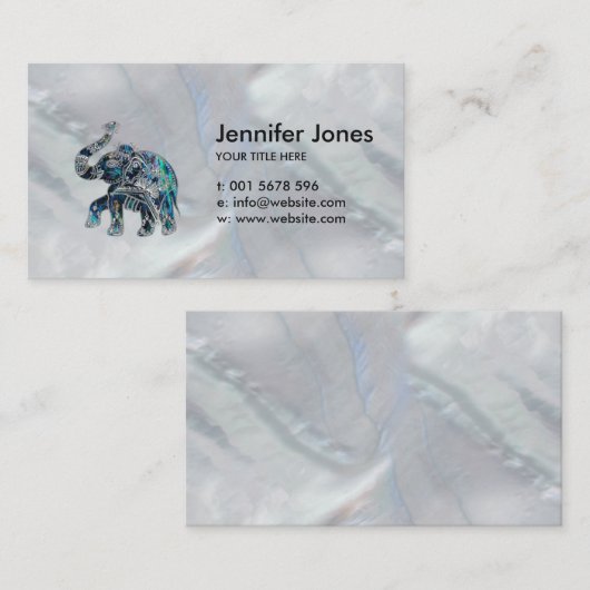 金ゴールドはカラフルなアワビの装飾の象を組み立てました 名刺 (正面/裏面)