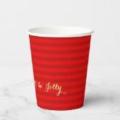 金ゴールドはクリスマスすてき赤いストライプ季節 紙コップ (裏面)