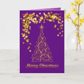 金ゴールドはクリスマスツリーの休日カードを抽出します カード (黄色い花)