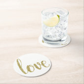 金ゴールドはコースターを、フォント愛しましたり、ぴかぴか光ります壁紙を張ります ラウンドペーパーコースター (インサイチュ)