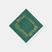 金ゴールドはコーンとクリスマスエバーグリーン結婚の スタンダードカクテルナプキン (角)