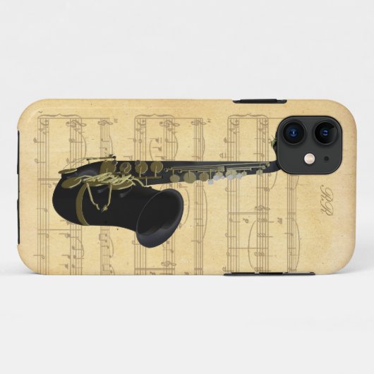 金ゴールドはサクソフォーンの楽譜のiPhone 5の場合を黒くします Case-Mate iPhoneケース (裏面(横))