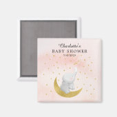 金ゴールドはスターバニー象の女の子の赤ちゃんシャワーをキャッチ マグネット (正面/裏面)