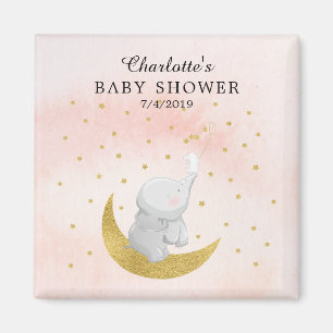 金ゴールドはスターバニー象の女の子の赤ちゃんシャワーをキャッチ マグネット