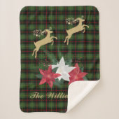 金ゴールドはトナカイとポインセチア シェルパブランケット (正面)