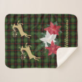 金ゴールドはトナカイとポインセチア シェルパブランケット (正面(横))