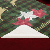 金ゴールドはトナカイとポインセチア シェルパブランケット