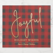 金ゴールドはバッファロープレイドで楽しい スパークリングワインラベル (シングルラベル)