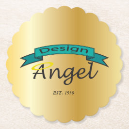 金ゴールドはペーパーコースターと決め付けられたカスタムなロゴをスカラップで仕上げました ペーパーコースター