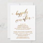 金ゴールドはポストのお祝いの後ずっと幸結婚福に 招待状 (正面)