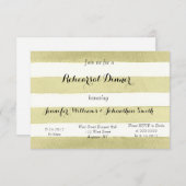 金ゴールドはリハーサルの夕食の招待状を縞で飾ります 招待状 (正面/裏面)