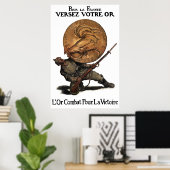 金ゴールドは勝利のために戦う – フランスの WW1 ポスター (ホームオフィス)