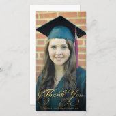 金ゴールドは原稿の上敷の卒業の写真感謝していしています サンキューカード (正面/裏面)
