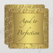 金ゴールドは完璧な誕生日パーティーに熟成 招待状 (正面/裏面)