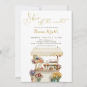 金ゴールドは市場のブライダルシャワーの招待状から外れている 招待状 (正面)