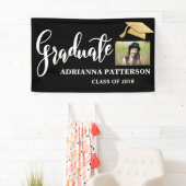 金ゴールドは帽子の手書きの大学院の写真を卒業させます 横断幕 (インサイチュ)