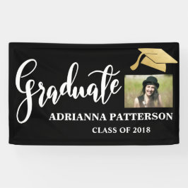 金ゴールドは帽子の手書きの大学院の写真を卒業させます 横断幕