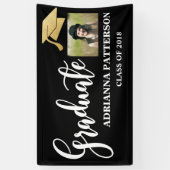 金ゴールドは帽子の手書きの大学院の写真を卒業させます 横断幕 (縦)