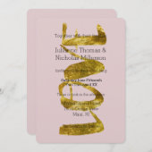 金ゴールドは我慢強結婚情 招待状 (正面/裏面)