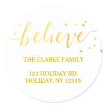 金ゴールドは手書き|の休日の住所ステッカーを信じます