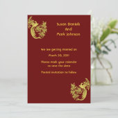金ゴールドは日付を保存してブルゴーニュの結婚式 招待状 (スタンド正面)