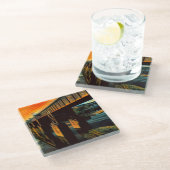 金ゴールドは橋の上のガラスのコースター ガラスコースター (アングル)