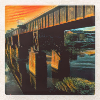 金ゴールドは橋の上のガラスのコースター ガラスコースター