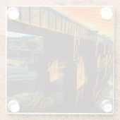 金ゴールドは橋の上のガラスのコースター ガラスコースター (裏面)