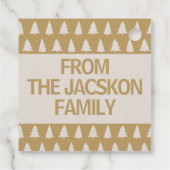 金ゴールドは白い松と雪の結晶クリスマス フェイバータグ (裏面)