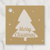 金ゴールドは白い松と雪の結晶クリスマス フェイバータグ (正面)