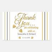 金ゴールドは祝我々に感謝結婚 長方形シール (正面)