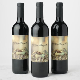 金ゴールドは私のプロポーザルのスクリプトと結婚する ワインラベル