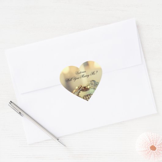 金ゴールドは私の名前提案スクリプトと結婚する ハートシール (封筒)