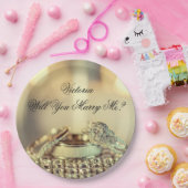 金ゴールドは私の提案書名スクリプトと結婚する ペーパープレート (パーティー)