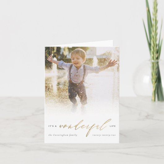 金ゴールドは素晴らしい人生台本の写真クリスマス シーズンカード (正面)