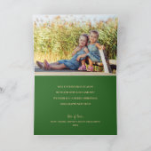 金ゴールドは緑の折り畳み写真クリスマスに喜ぶ カード (内部)