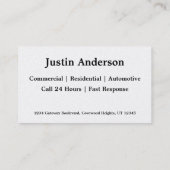 金ゴールドは贅沢な錠前屋のサービス業カードを調整します 名刺 (裏面)