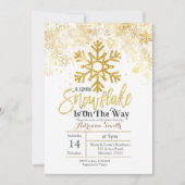 金ゴールドは赤ちゃんシャワーの途中で少し雪が降っている 招待状 (正面)