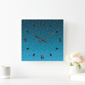 金ゴールドは青く星を出す。 スクエア壁時計 (ホーム)