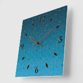 金ゴールドは青く星を出す。 スクエア壁時計 (傾斜)