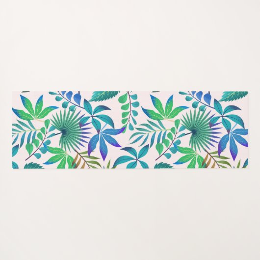 金ゴールドは黒い熱帯の花と葉型 ヨガマット (裏面(横))