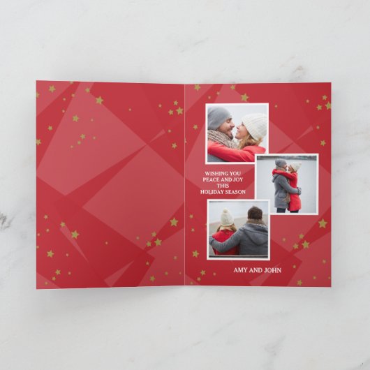 金ゴールドは4写真のコラージュ|の休日の写真を信じます シーズンカード (内部)